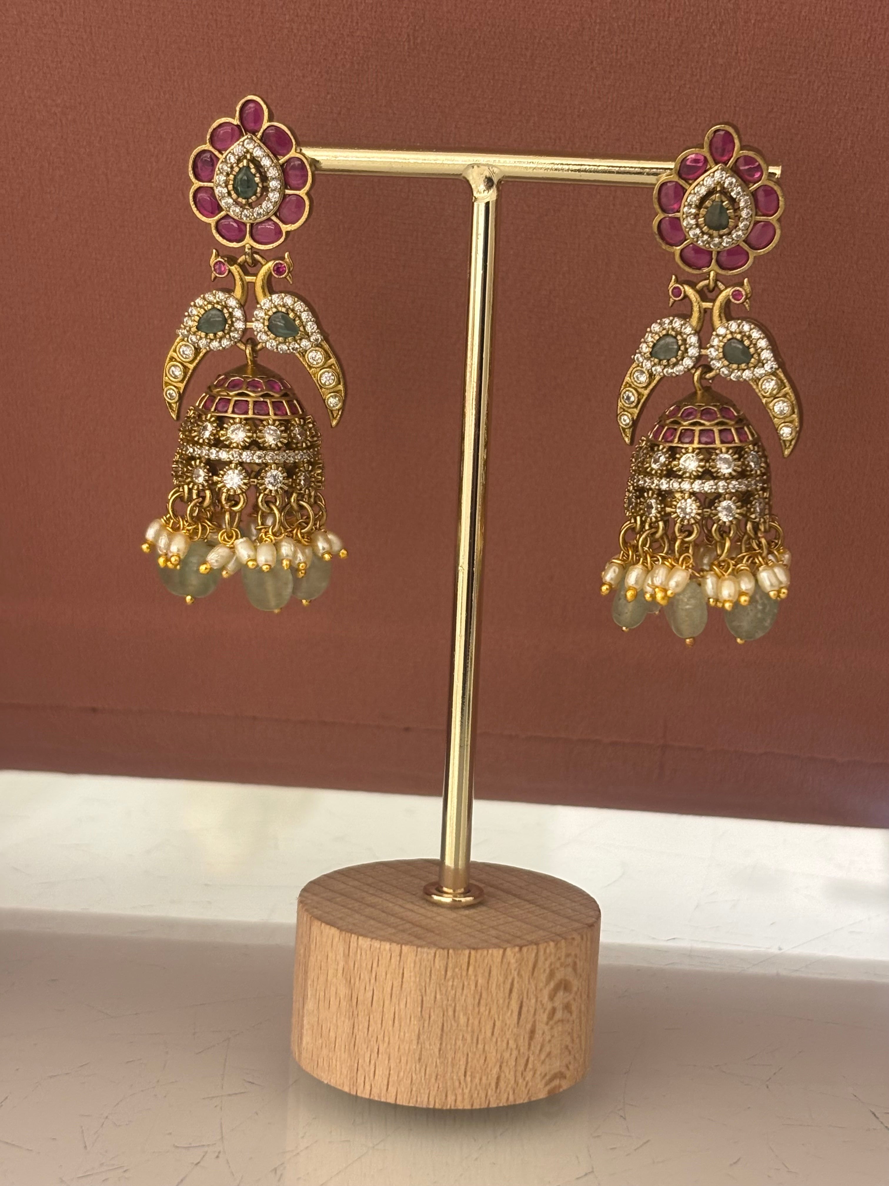 Mayura Antique Finish Peacock Jhumka Earrings