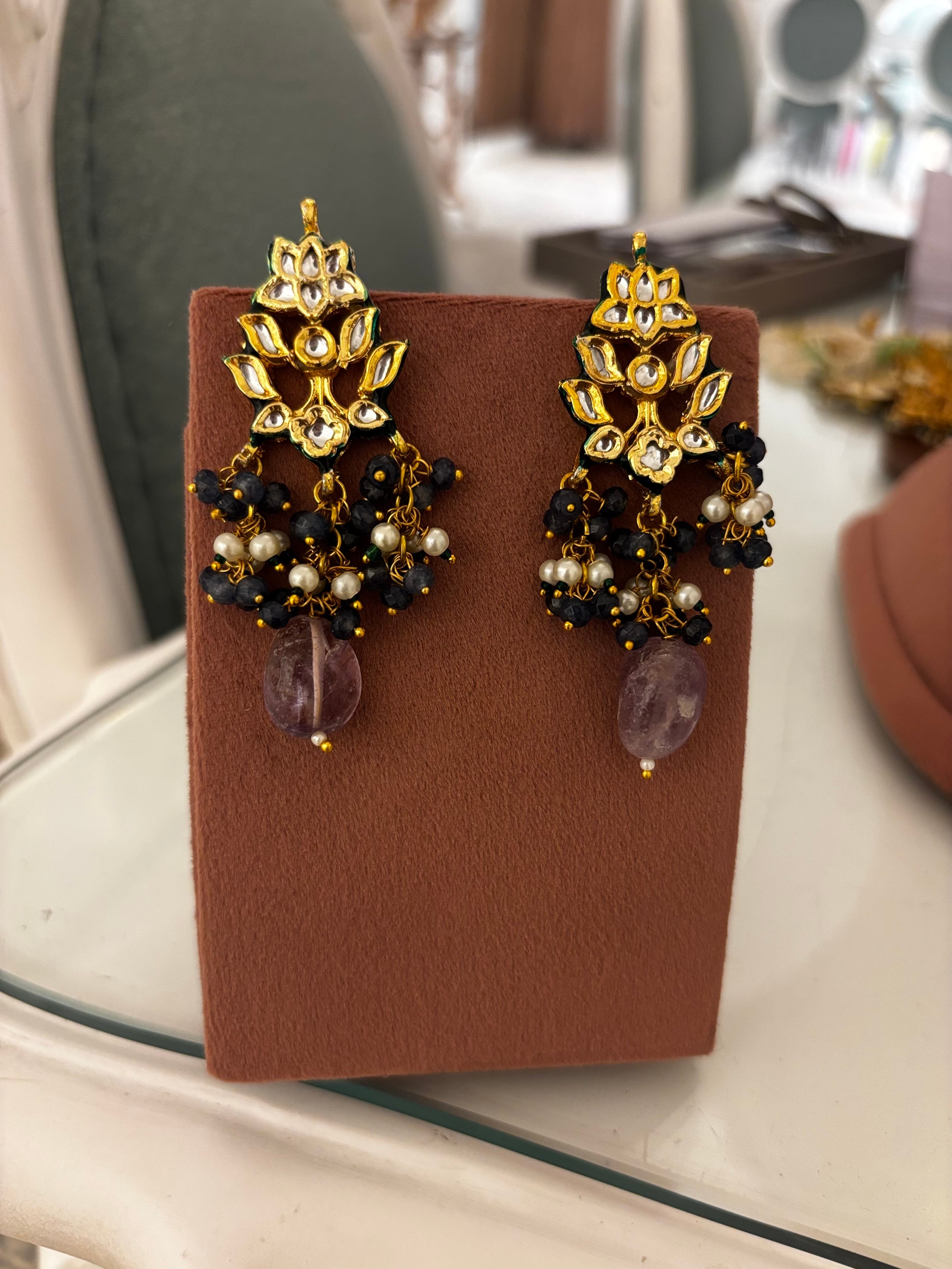 💙 NeelRatna Statement Pendant Necklace – Royal Blue Designer Neckpiece