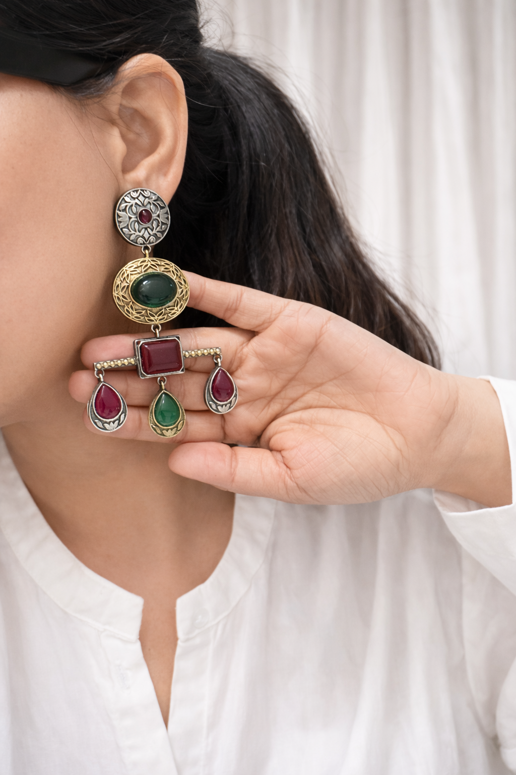 ✨ Sairah Silvera Noor Chandbalis – Oversized Statement Heritage Earrings