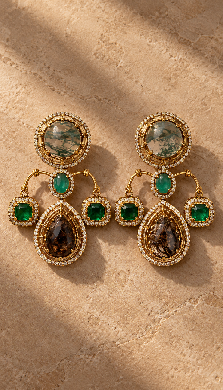 👑 GulRatna Quartz Kundan earrings