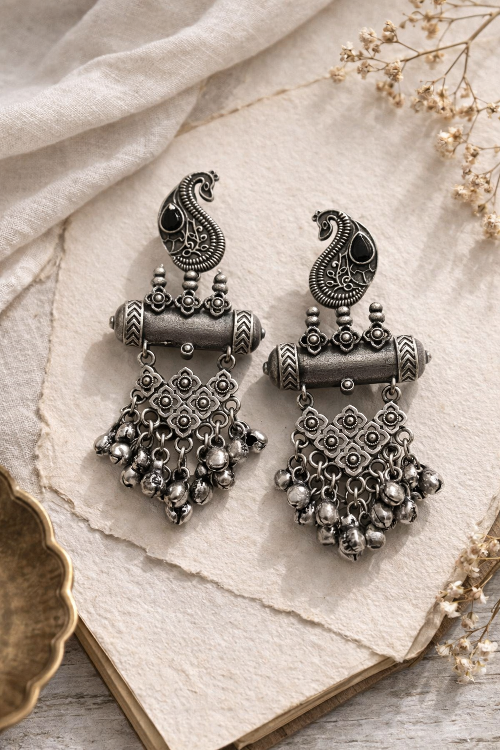 ✨ Ziyana Silver Cascade Earrings – Elegant Chandelier Statement Jewellery