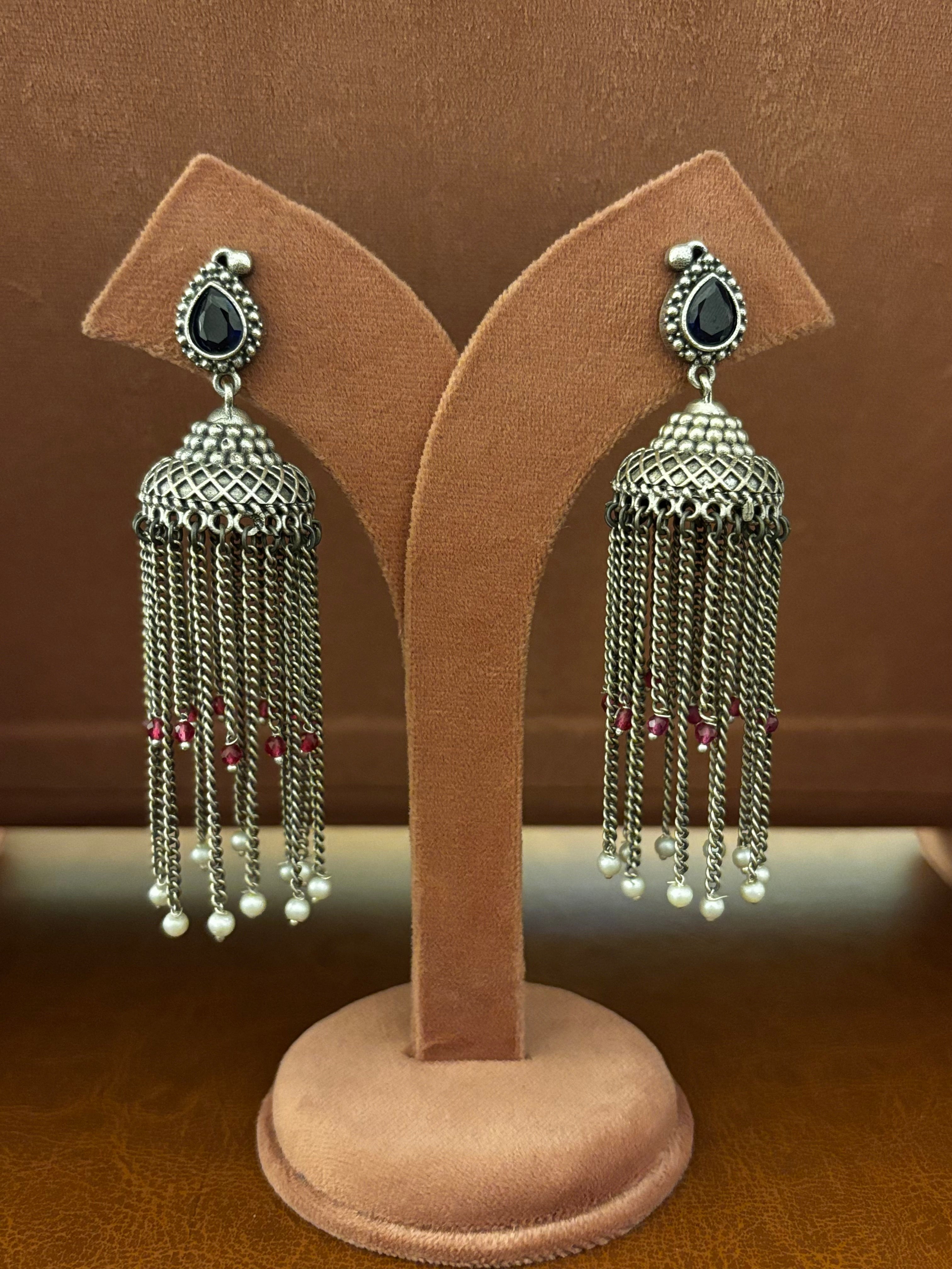 ✨ Ruhani German Silver Jhumkas – Oxidised Heritage Earrings