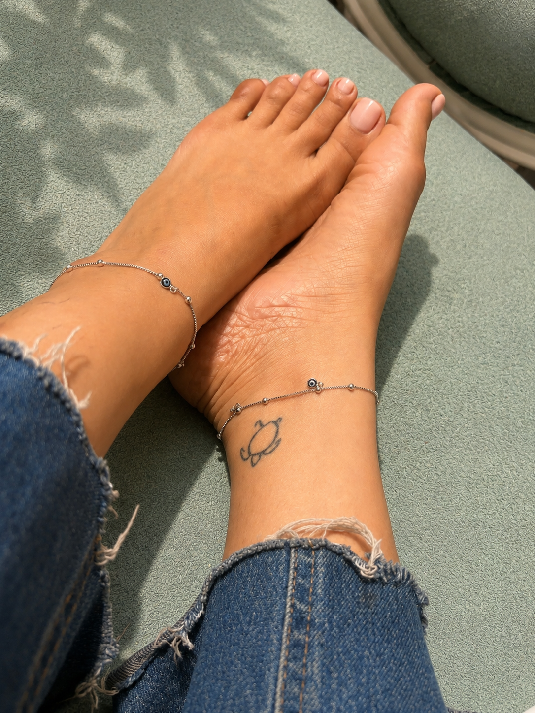 92.5 Sterling Silver Evil Eye Anklet