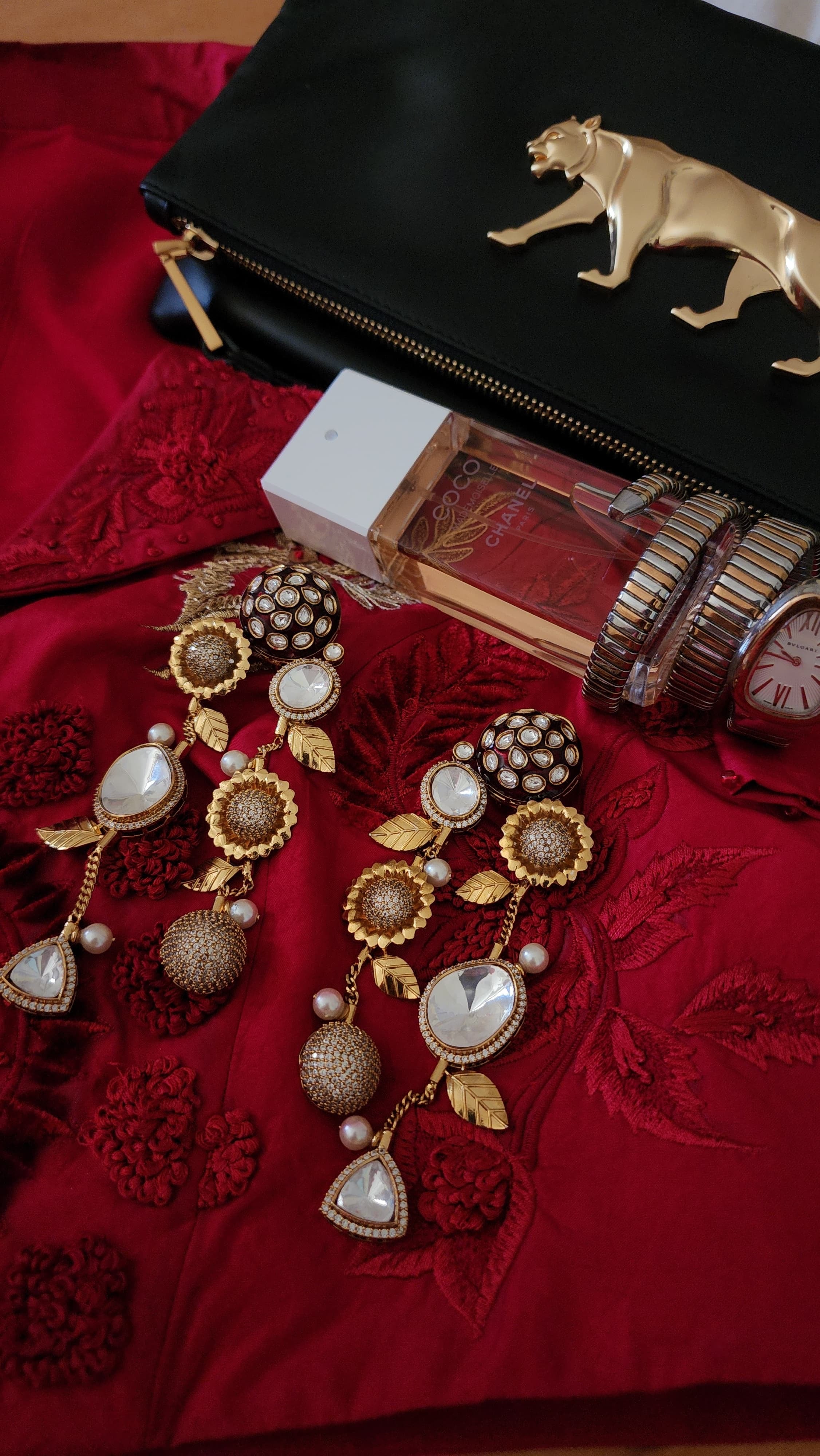 Sabhyata - Statement Kundan & Pearl Drop Earrings