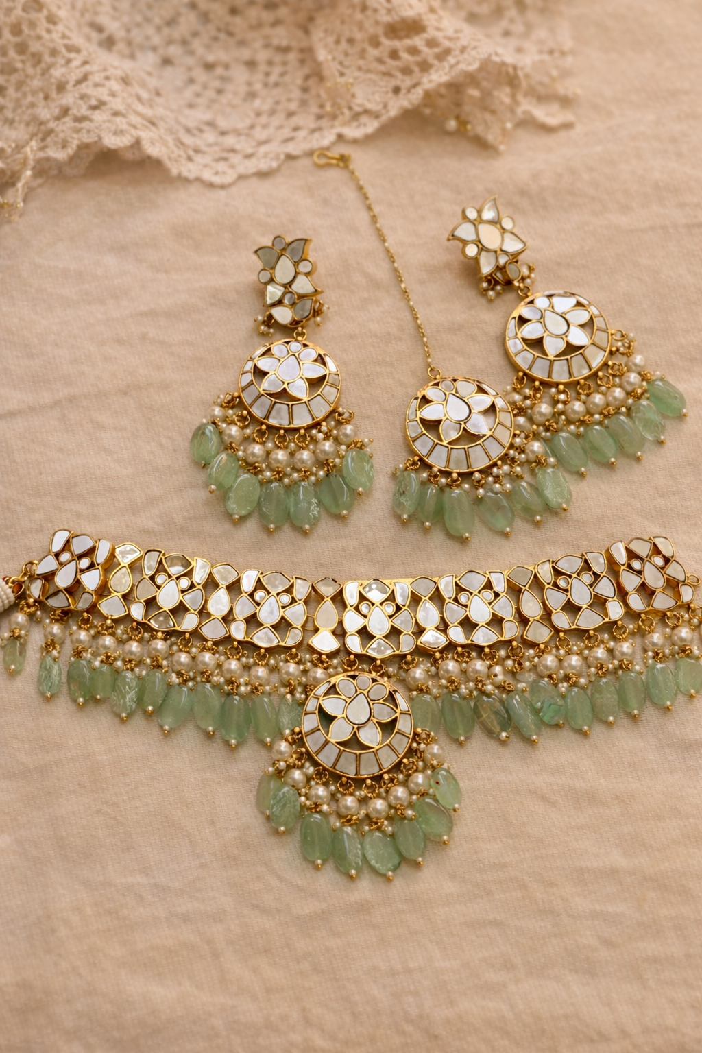 👑 ShwetRatna MOP Bridal Set – Mother‑of‑Pearl Wedding Jewellery
