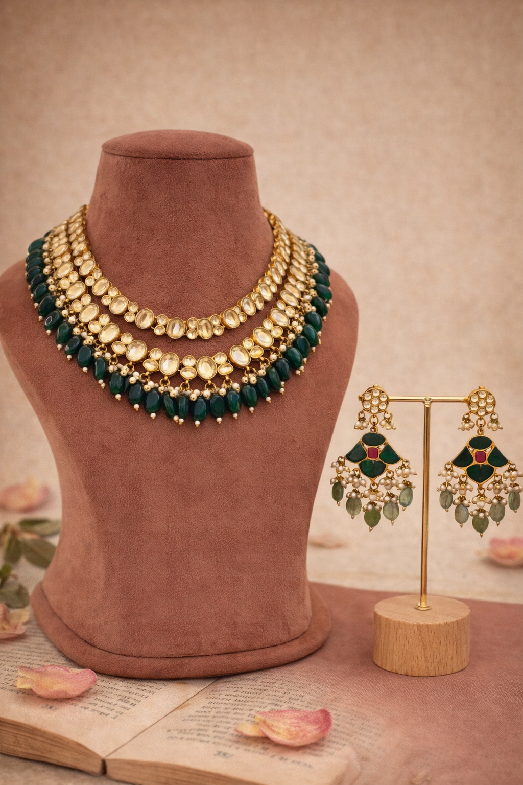 Zeenat-e-Mehr Green Jhumki Earrings