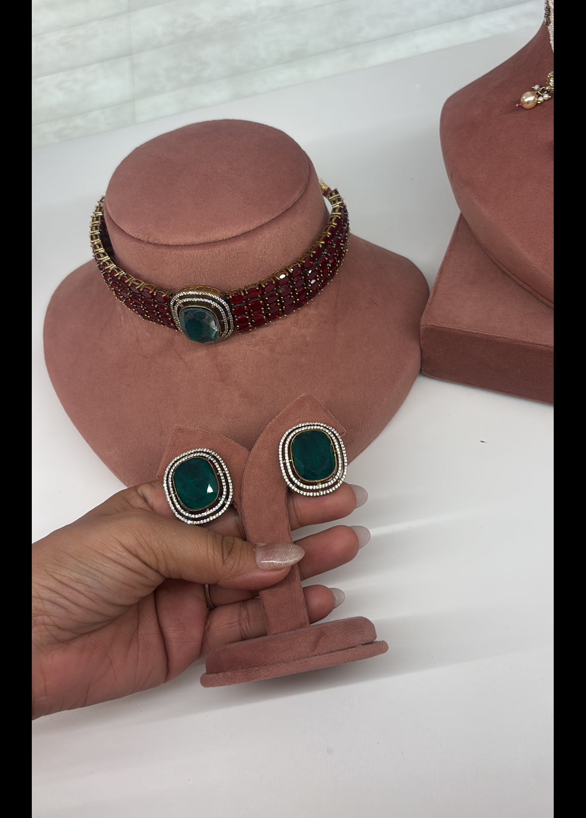 Emerald & Ruby Choker Set – Classic Elegance with a Modern Touch