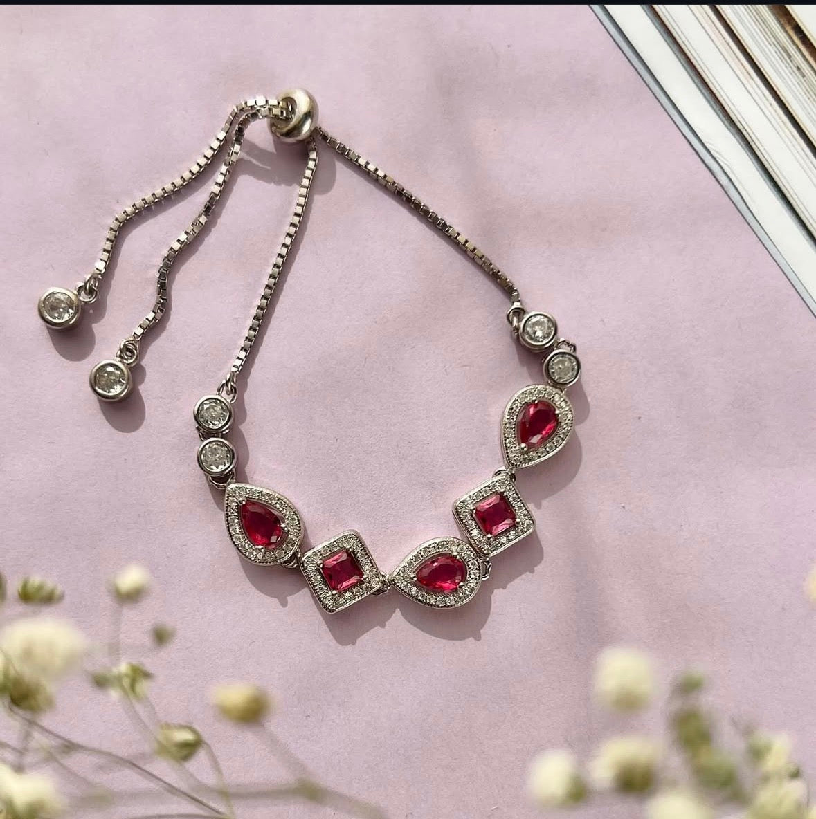 Ruby Grace Adjustable Silver Bracelet (92.5 Sterling Silver)