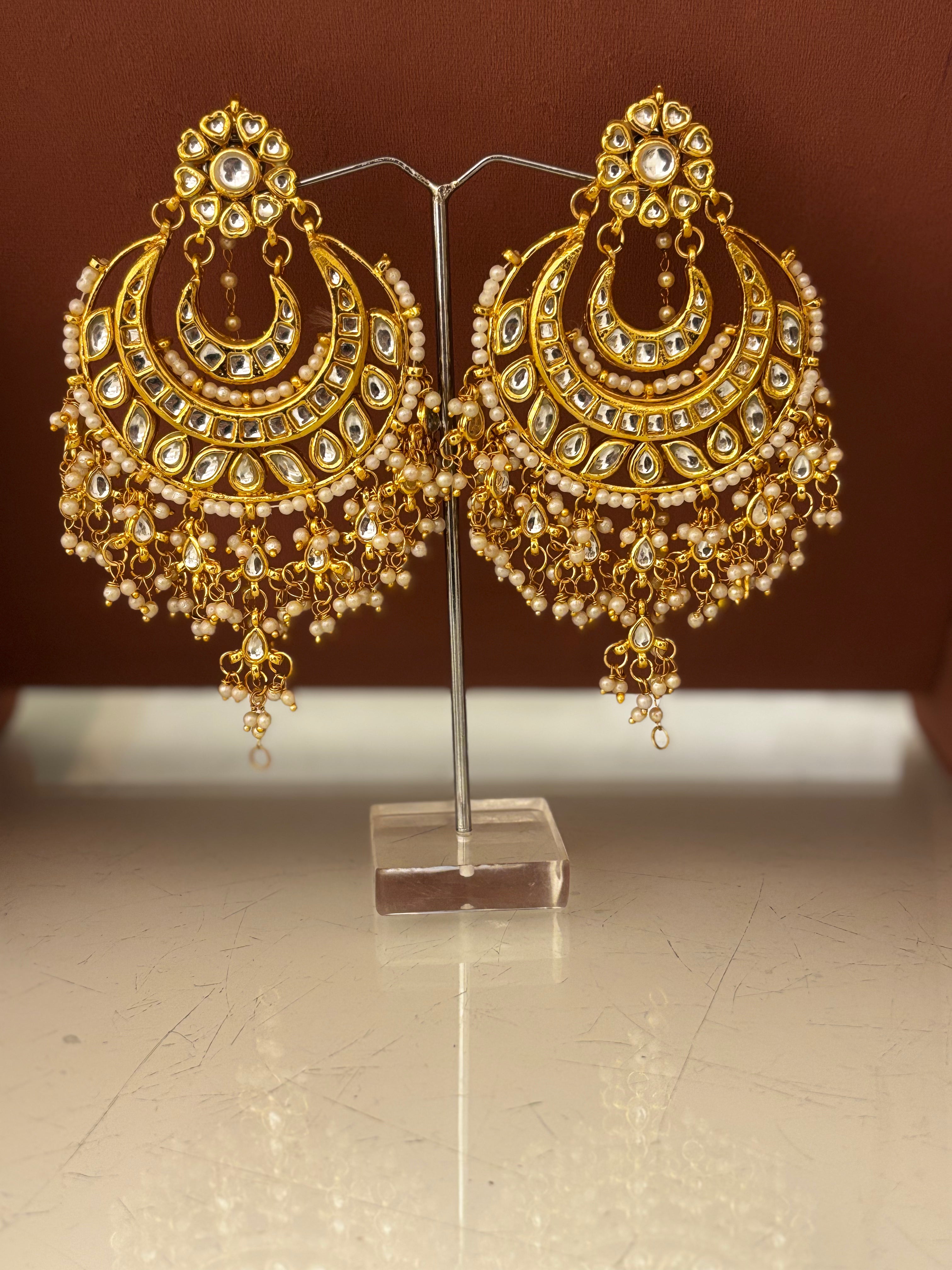 Divaara Noor Chandbalis – Oversized Bollywood‑Style Statement Earrings (Clearance Sale)