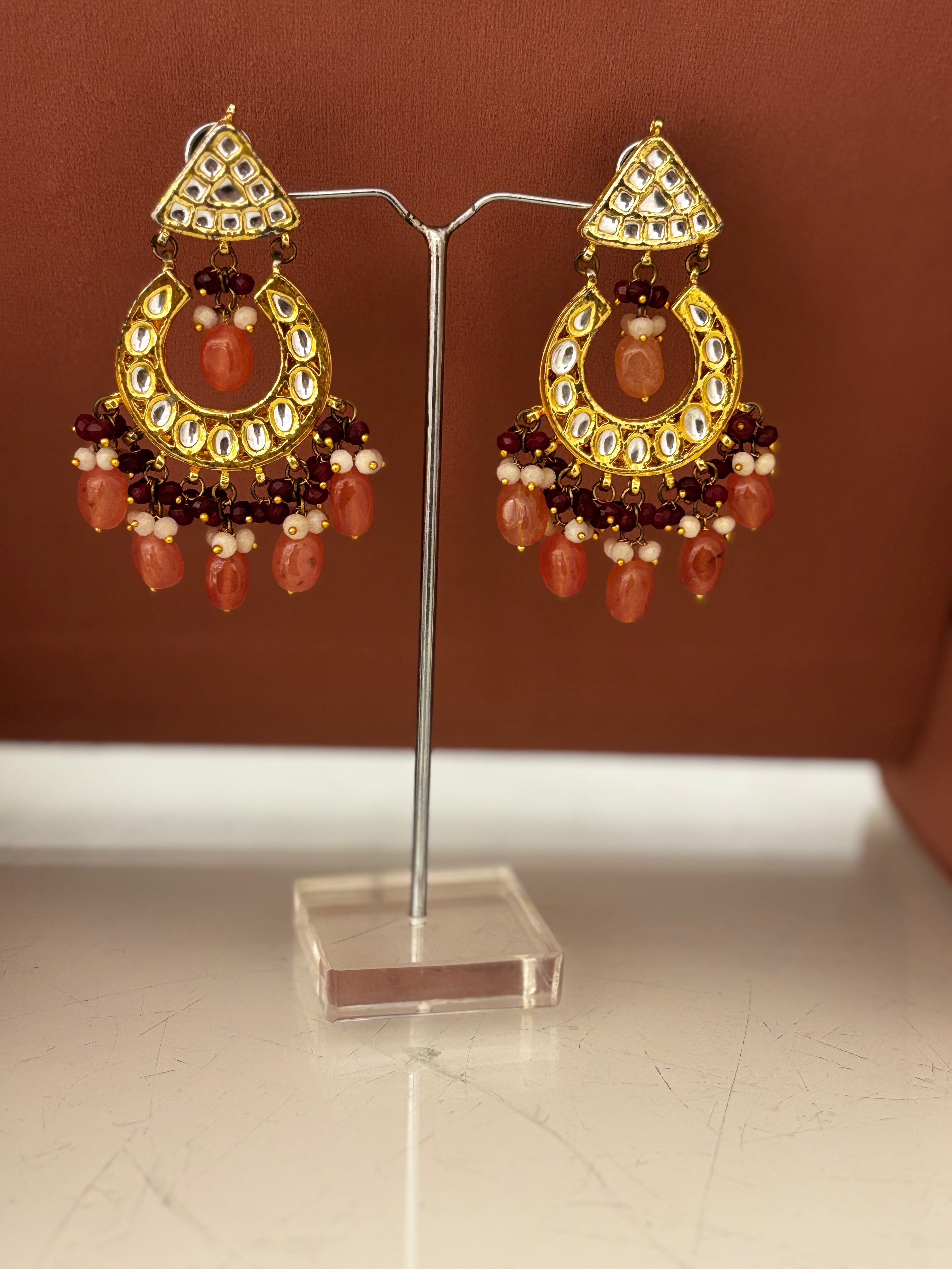 Zareen Noor Chandbali Earrings – Medium Size Kundan Clearance Collection