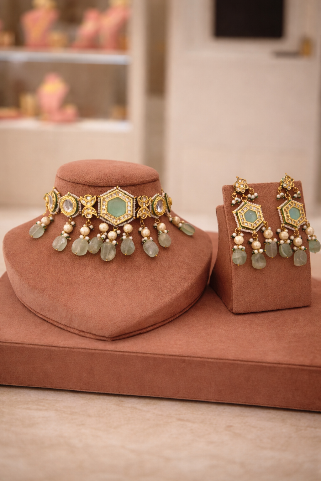 Zeenat Jade Green Choker