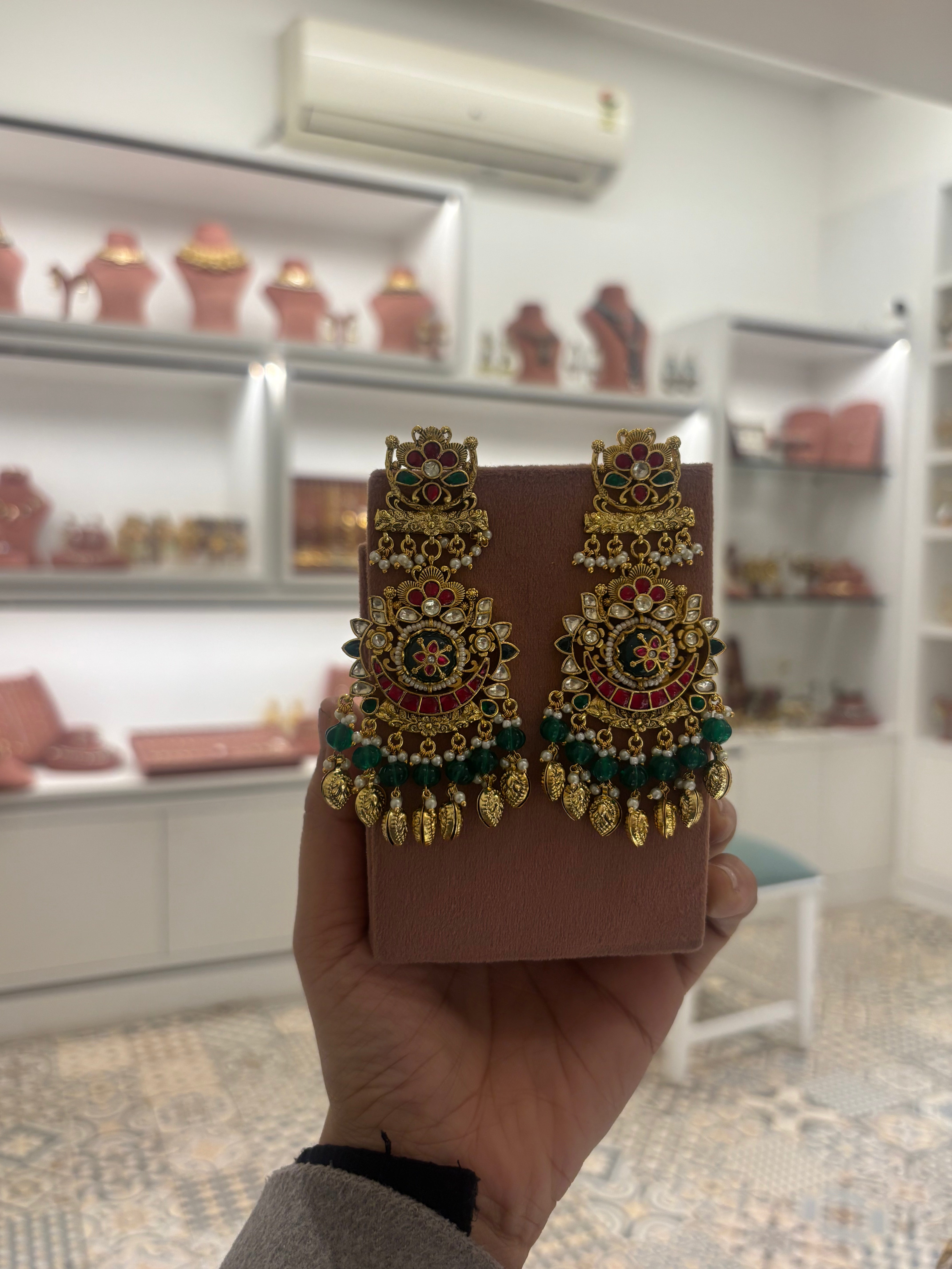 Ira Gold-Look Pachi Kundan Choker Set with Long Earrings