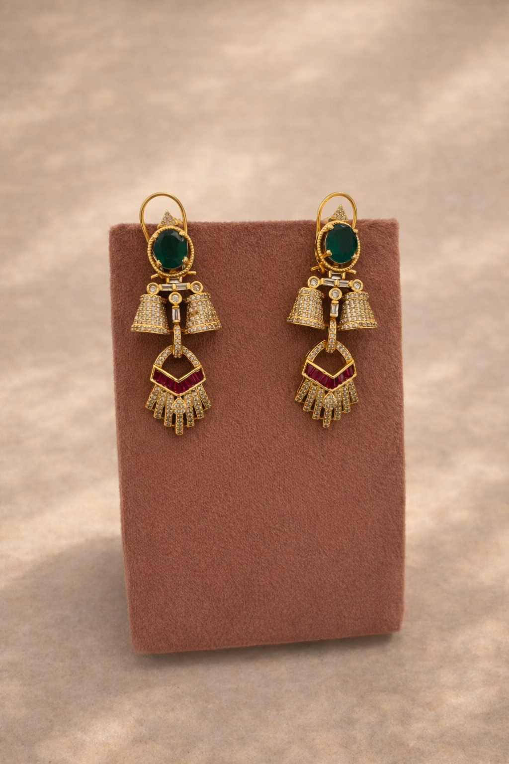 Elysia Diamond Finish Ruby & Emerald Statement Set