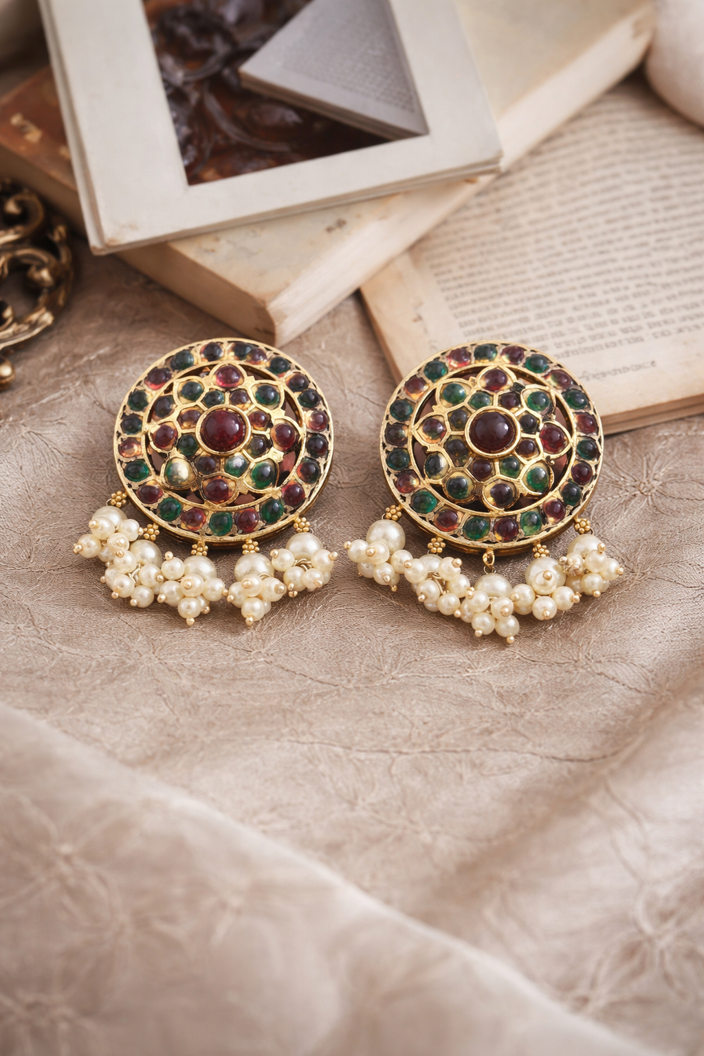 Naira German Silver Stud Earrings