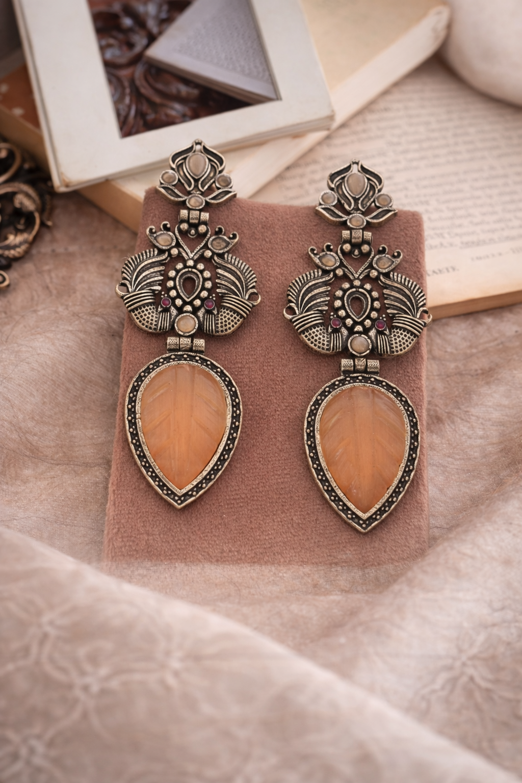 Peachara German Silver Long Chandelier Earrings