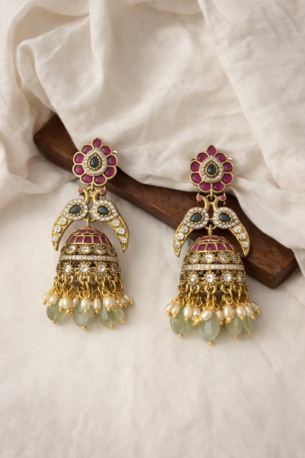 Mayura Antique Finish Peacock Jhumka Earrings