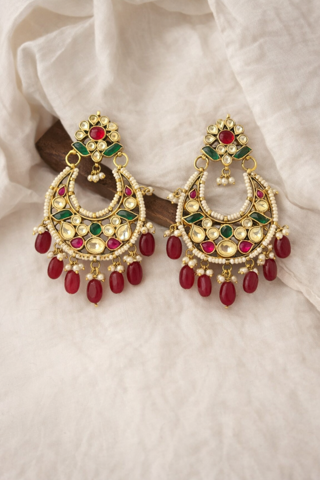 Aarzoo Emerald & Ruby Chandbali- Clearance