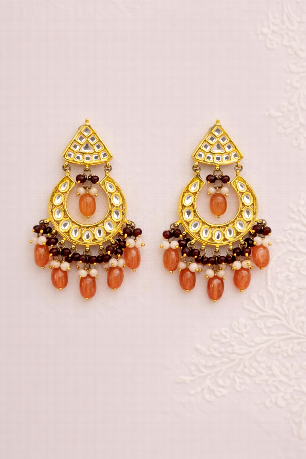 Zareen Noor Chandbali Earrings – Medium Size Kundan Clearance Collection