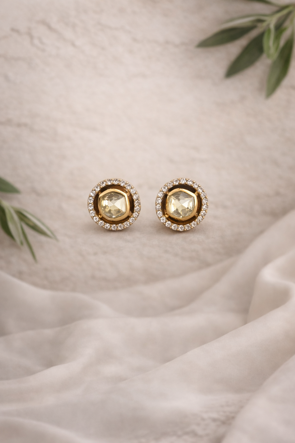 Iraaya Polki Glow Studs – Minimal Heritage Everyday Earrings