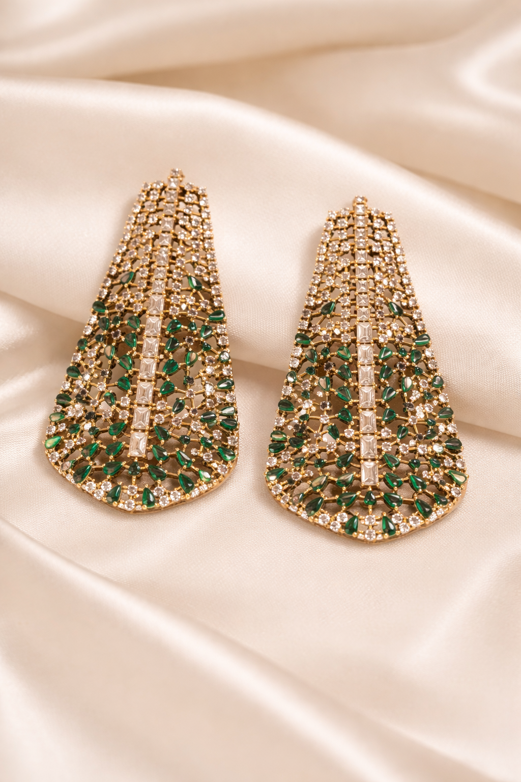 Lunaria Crystal Cascade Earrings – Long Diamond Chandelier Statement Jewellery