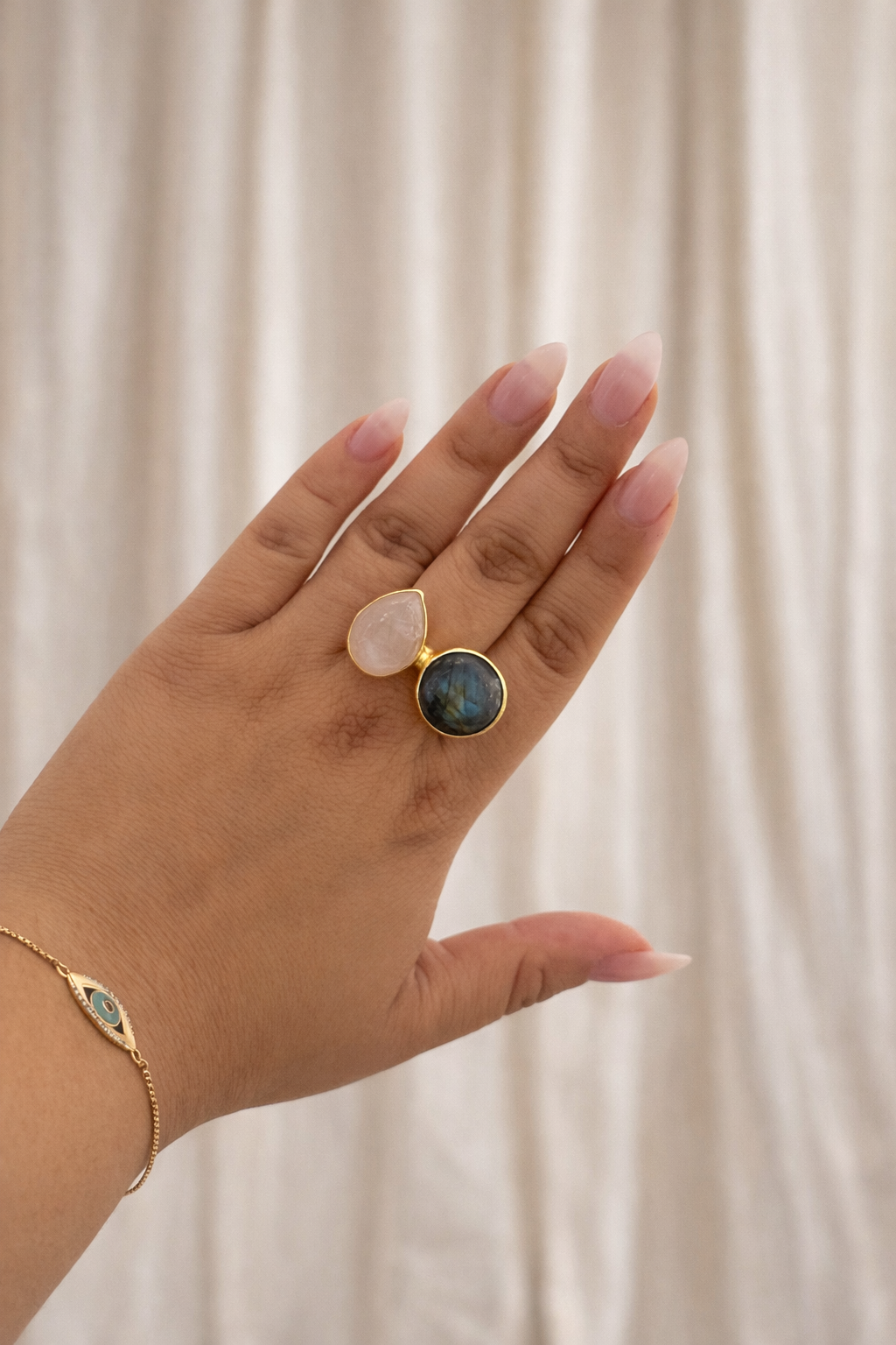 Sanjh Dual-Stone Open Ring (adjustable)