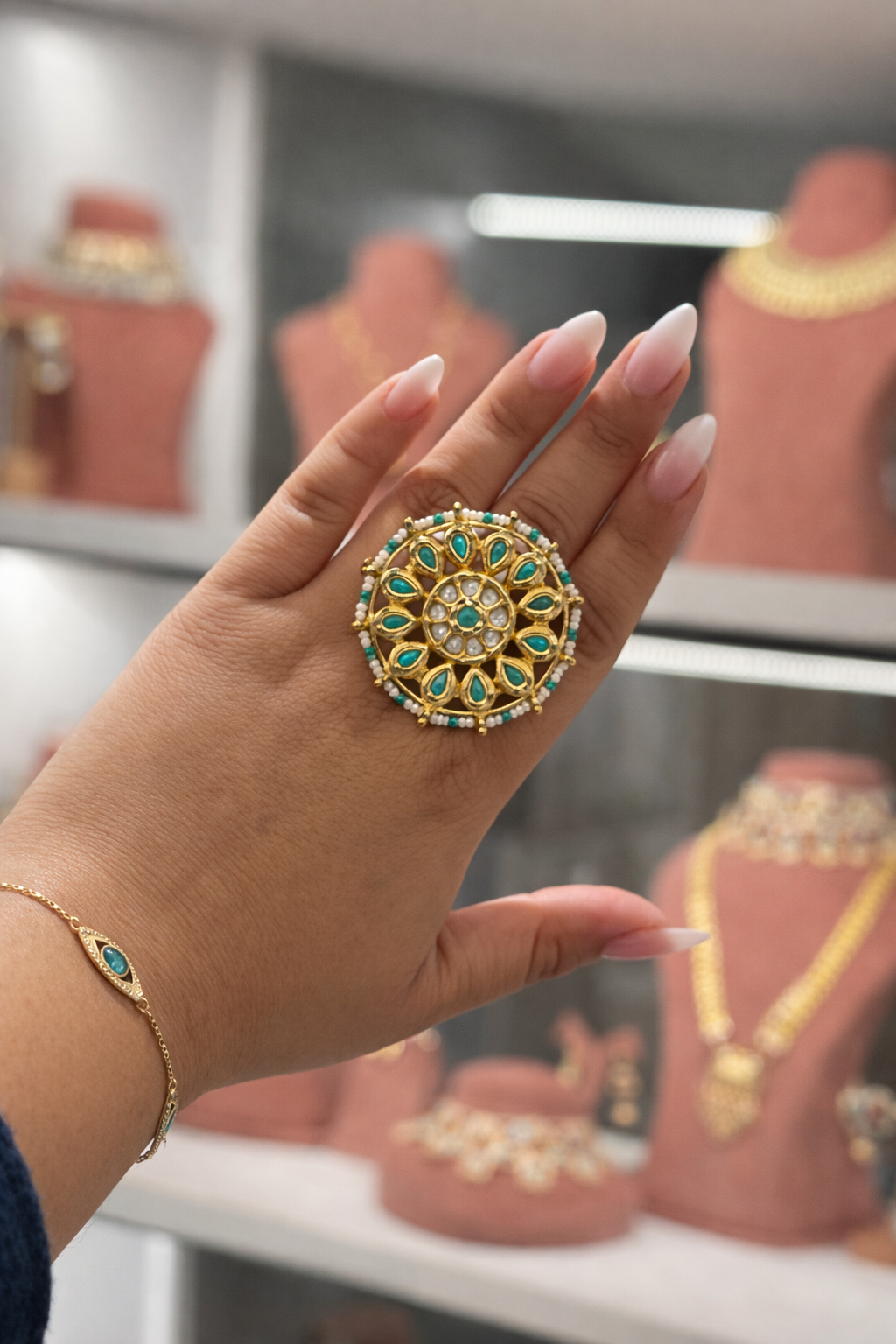 💎 Firanya Turq Royale Ring – Firoza Oversized Statement Luxury Jewellery (adjustable)