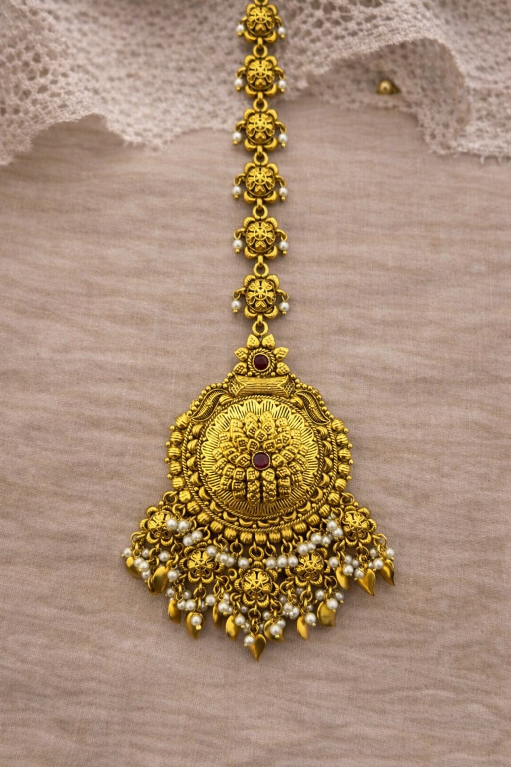 👑 PeepulValli Antique Tikka – Peepul Patti Heritage Head Jewellery