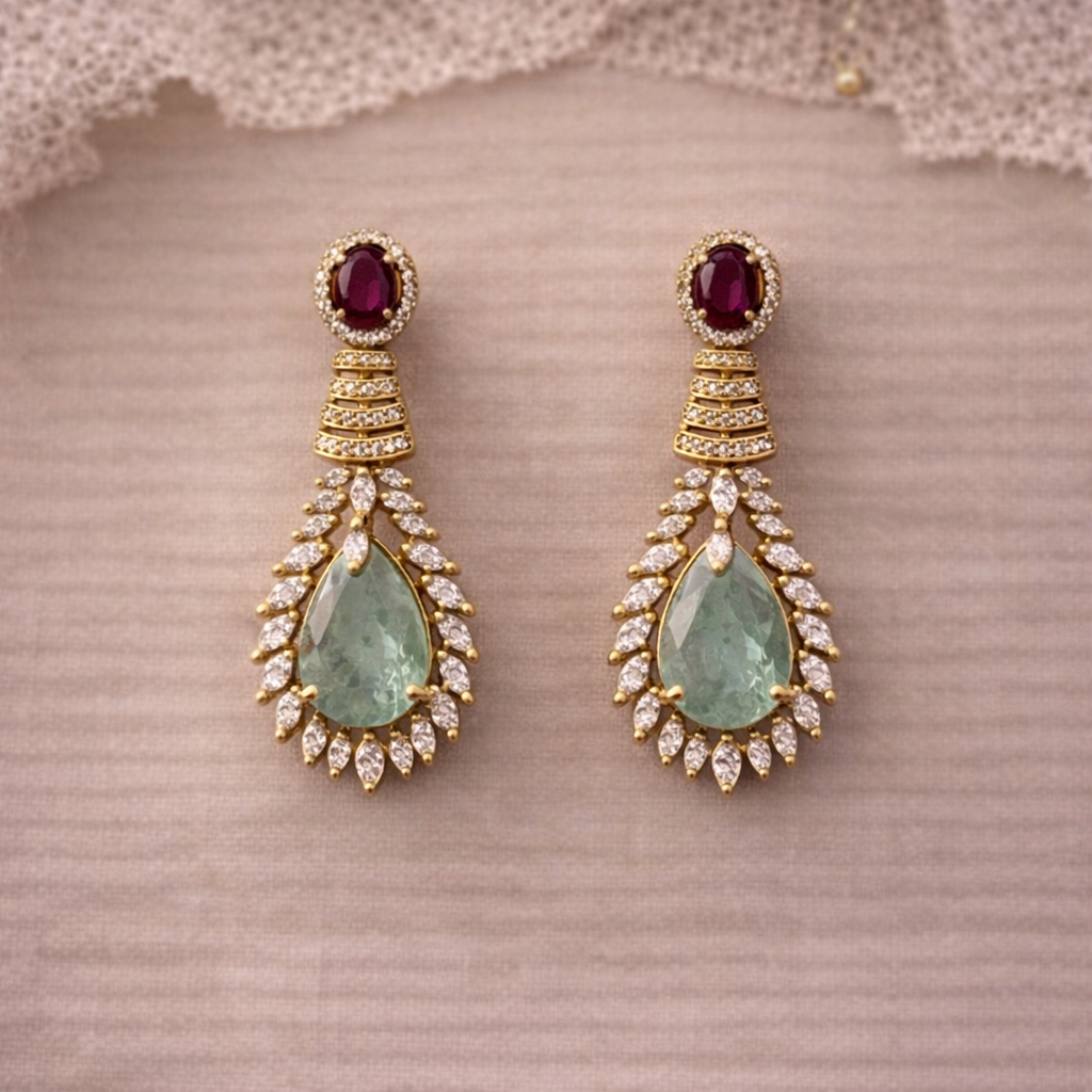 💎 Rubiara Diamond Elegance Set – Ruby Drop Statement Jewellery