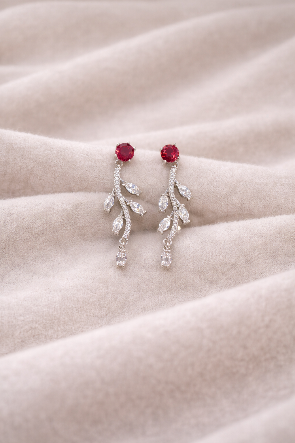 Aditi Leaf Drop Silver Earrings (92.5 Sterling Silver)