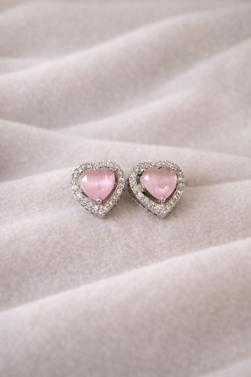Blush Heart Silver Stud Earrings (92.5 Silver)