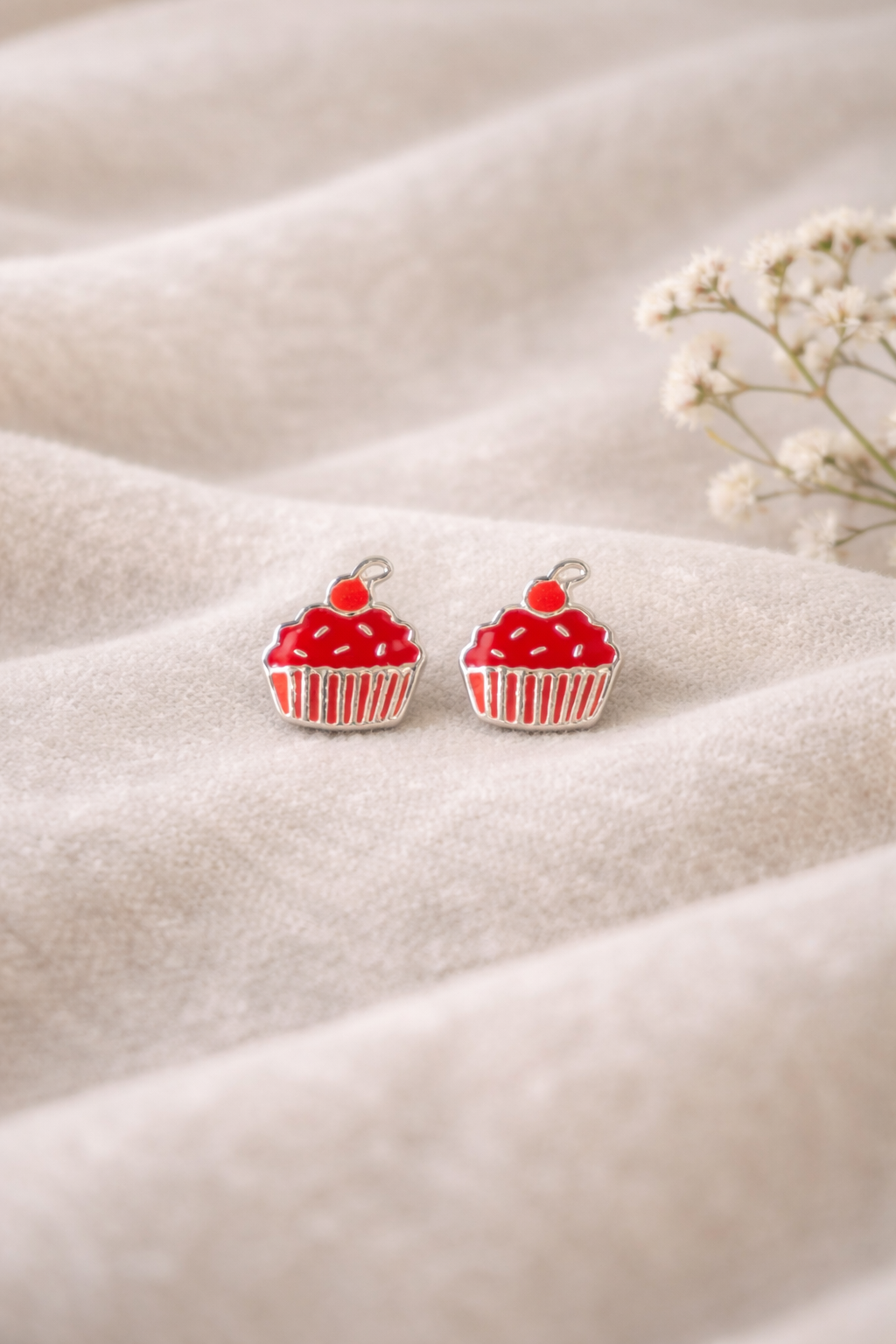 Mushy CupCake Charm Silver Studs (92.5 Silver)