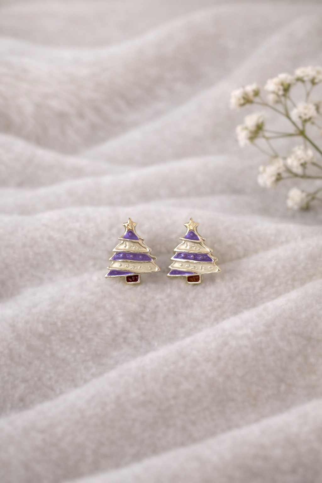 Tiny Fern Tree Silver Studs ( 92.5 Silver)