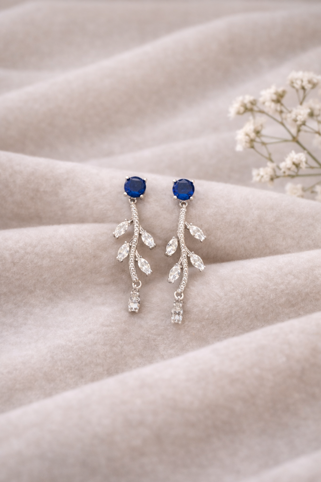 Aditi Leaf Drop Silver Earrings (92.5 Sterling Silver)