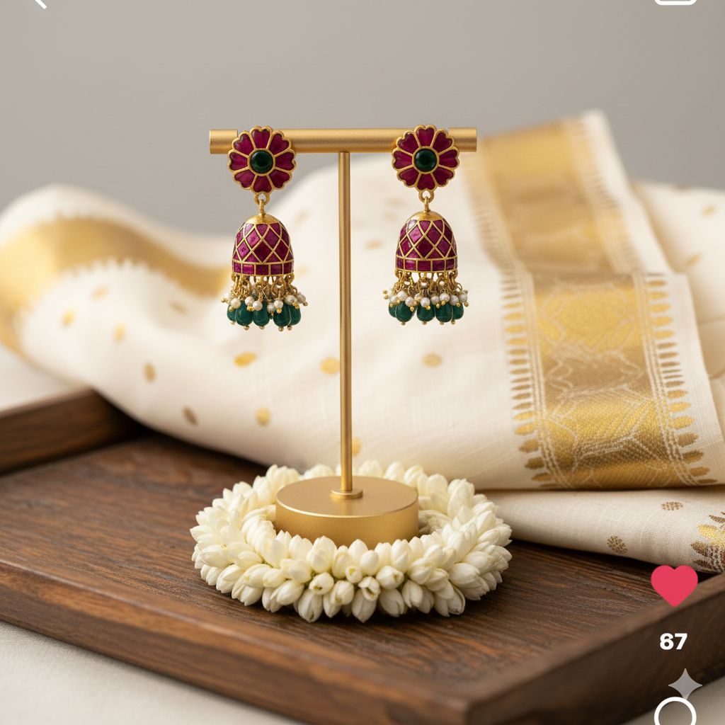 Rangrez Jhumki Silver Earrings (92.5 Sterling Silver)