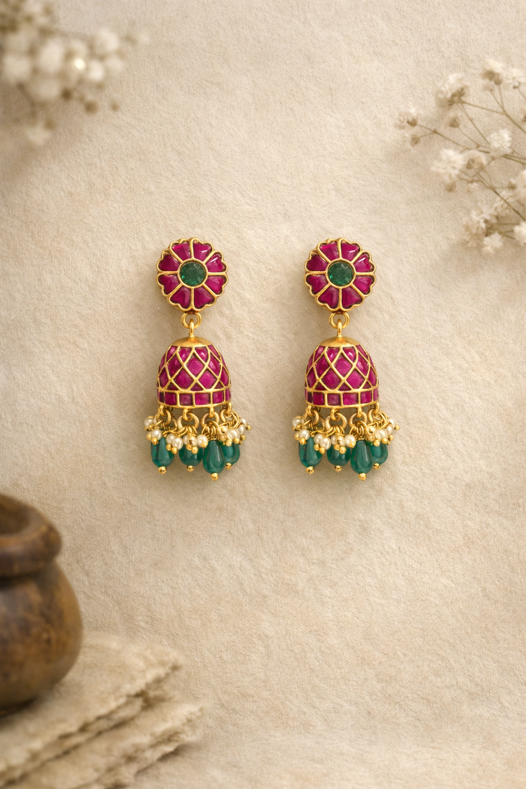 Rangrez Jhumki Silver Earrings (92.5 Sterling Silver)