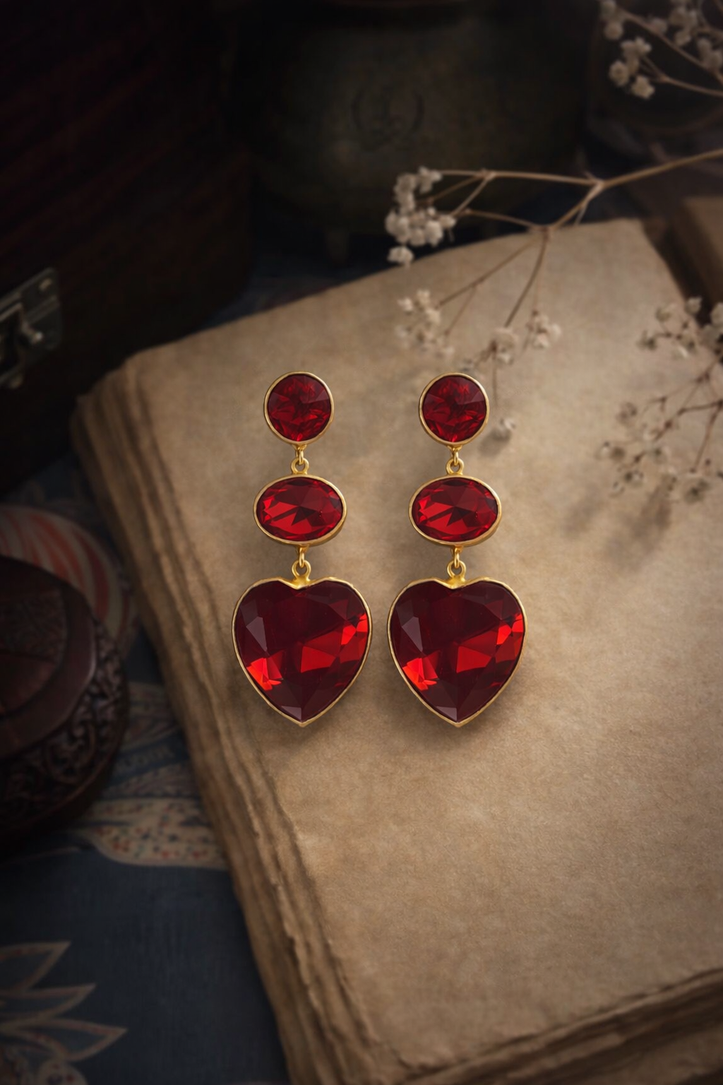 Laal-Ishq Heart Drop Earrings
