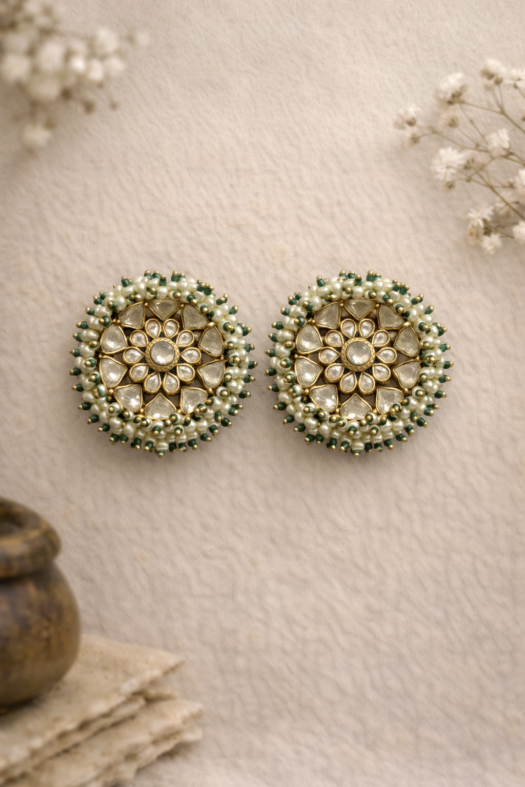 Harnoor Pearl Mandala Studs