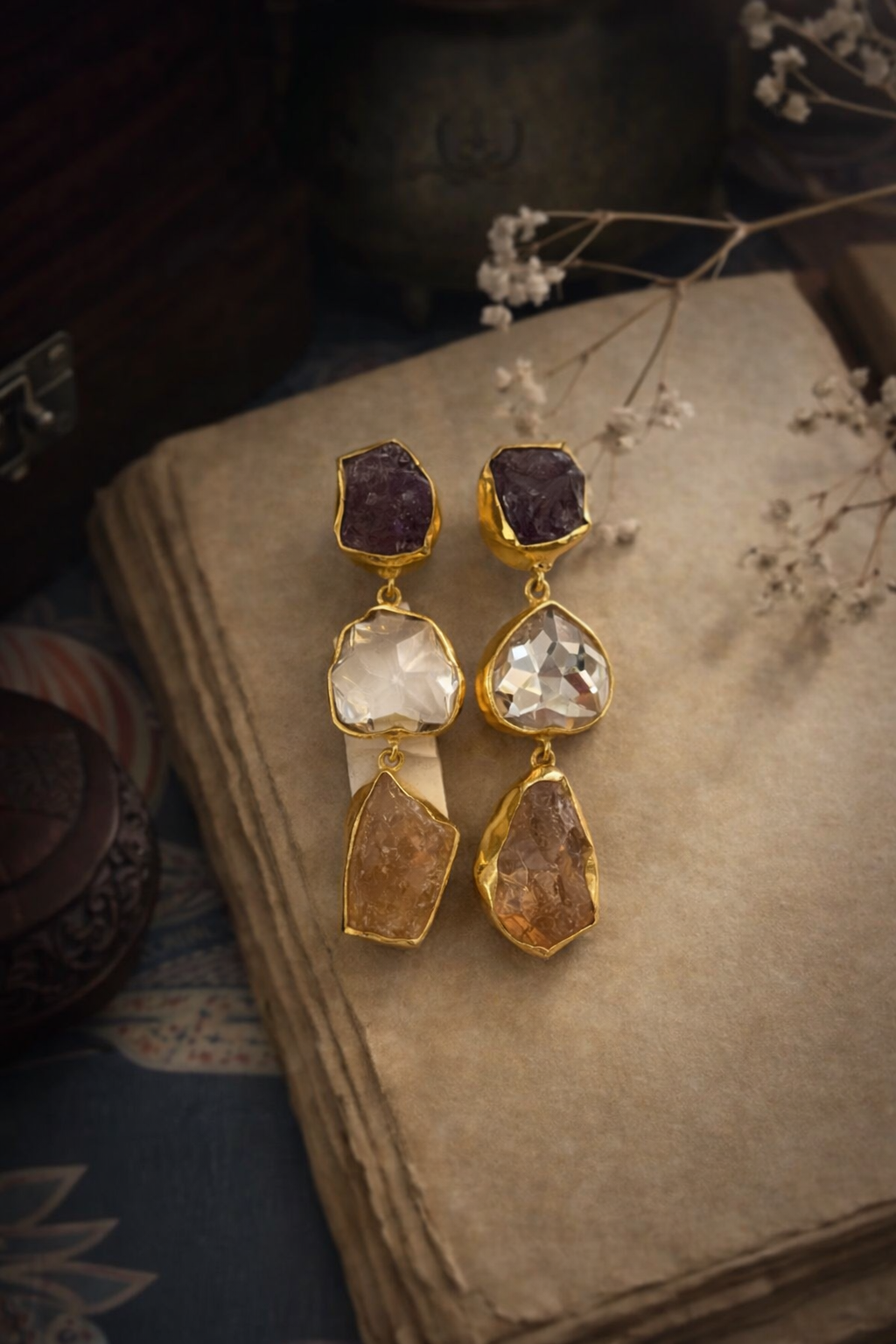 Dharti-Kaaya Raw Elegance Drop Earrings