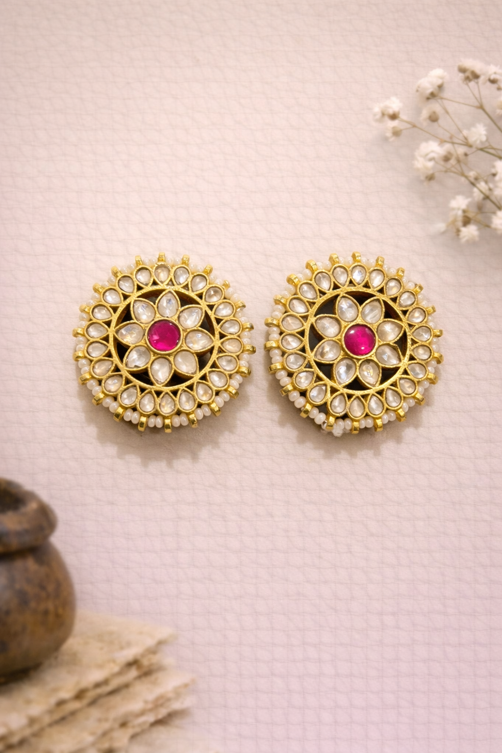 Raas Ruby Halo Studs