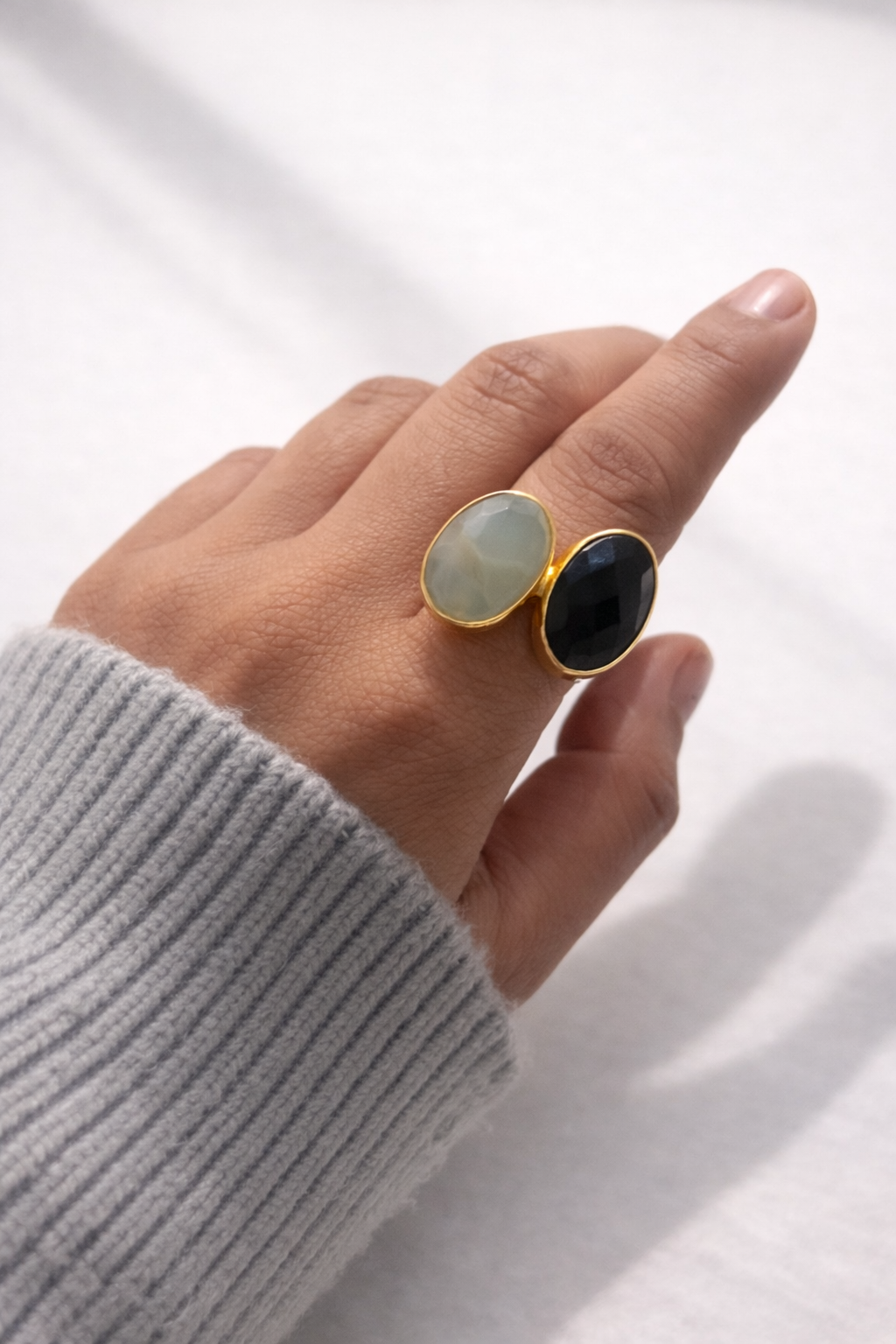 Sanjh Dual-Stone Open Ring (adjustable)