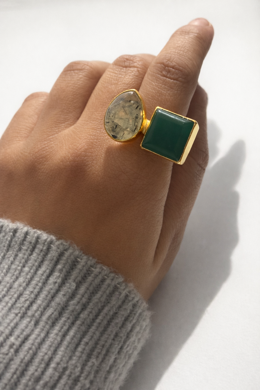 Saathi Dual-Stone Statement Ring (adjustable)