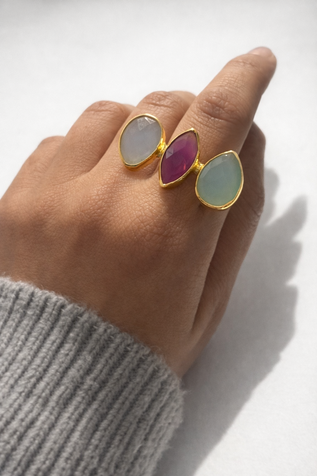 Triveni Multi-Stone Statement Ring (adjustable)