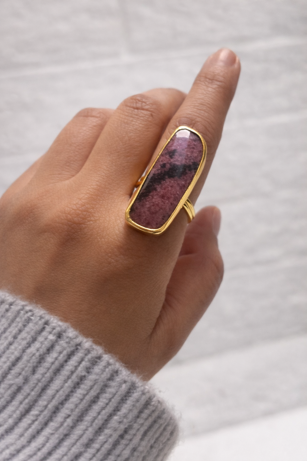 Amethyst marble  Statement Ring