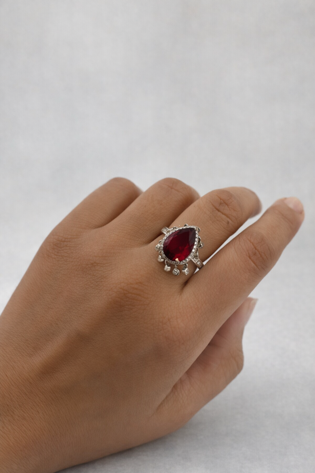 Crimson Heirloom Ring - 92.5 Silver