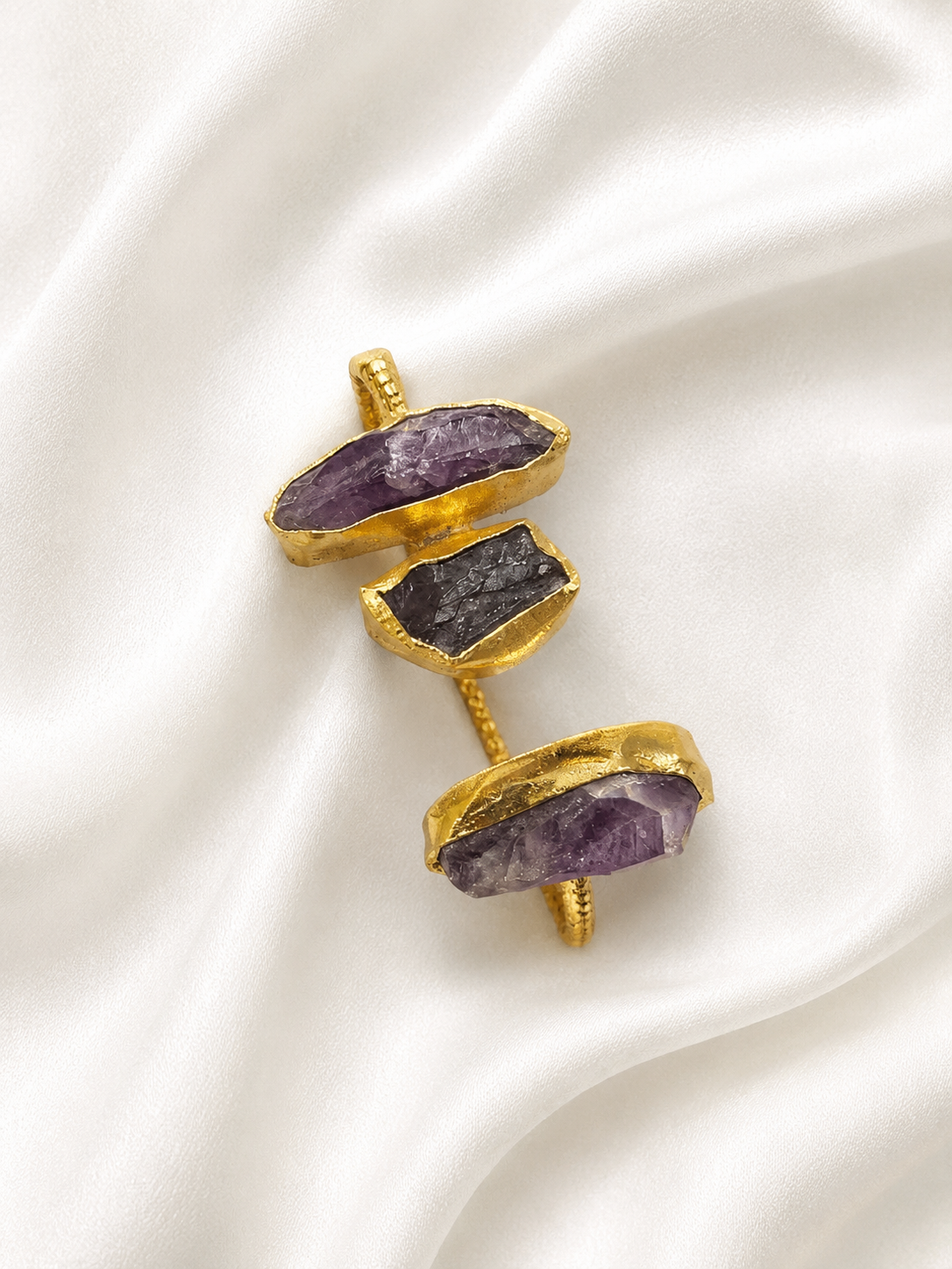 Celestia Raw Amethyst Adjustable Cuff Bracelet