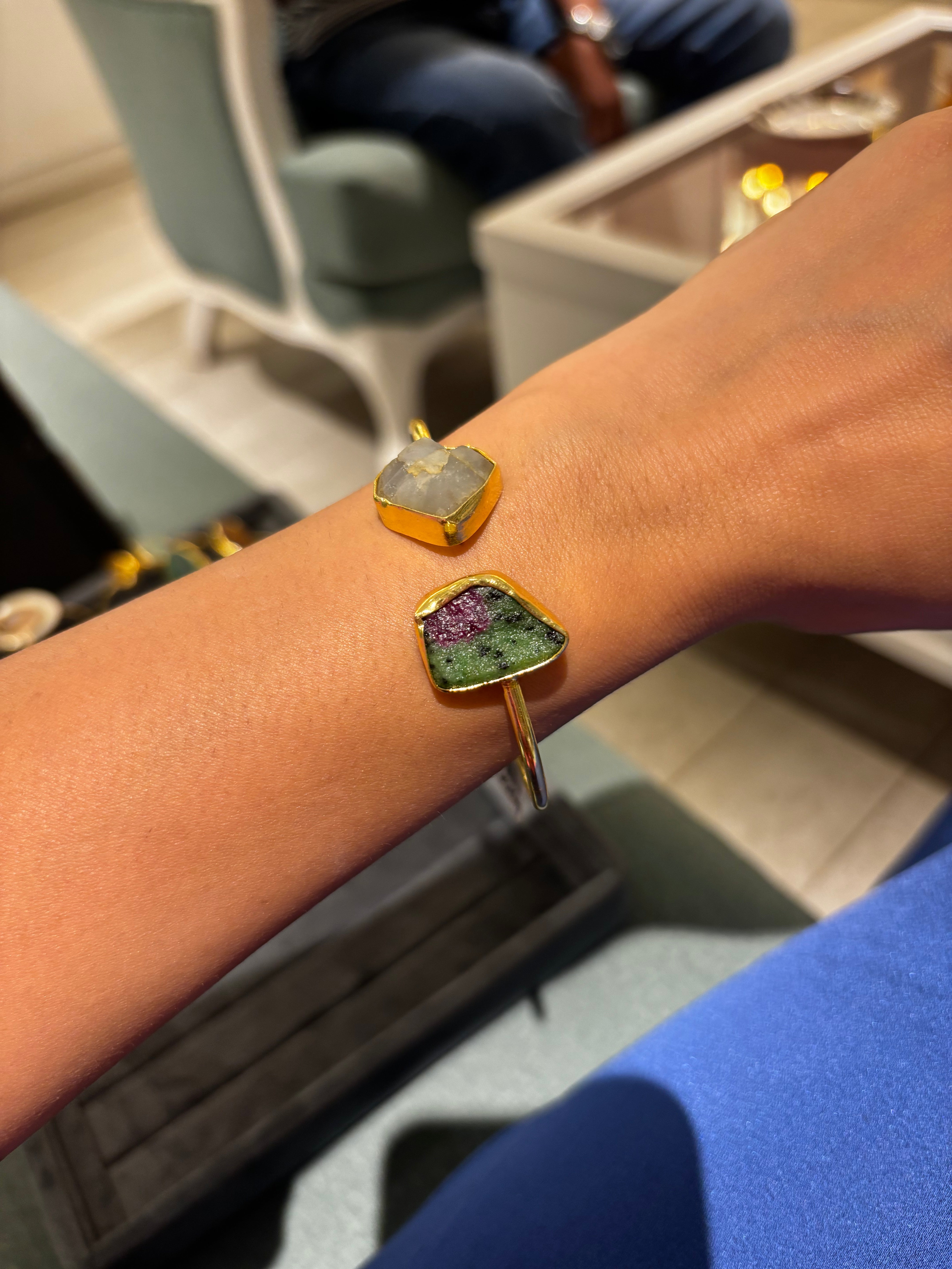 Aurora Ruby Zoisite & Moonstone Adjustable Cuff Bracelet