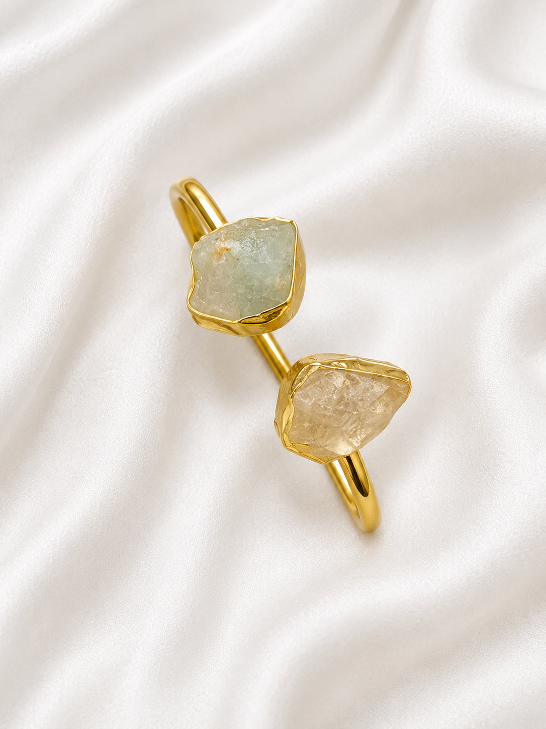 Aurum Natural Gemstone Adjustable Cuff Bracelet
