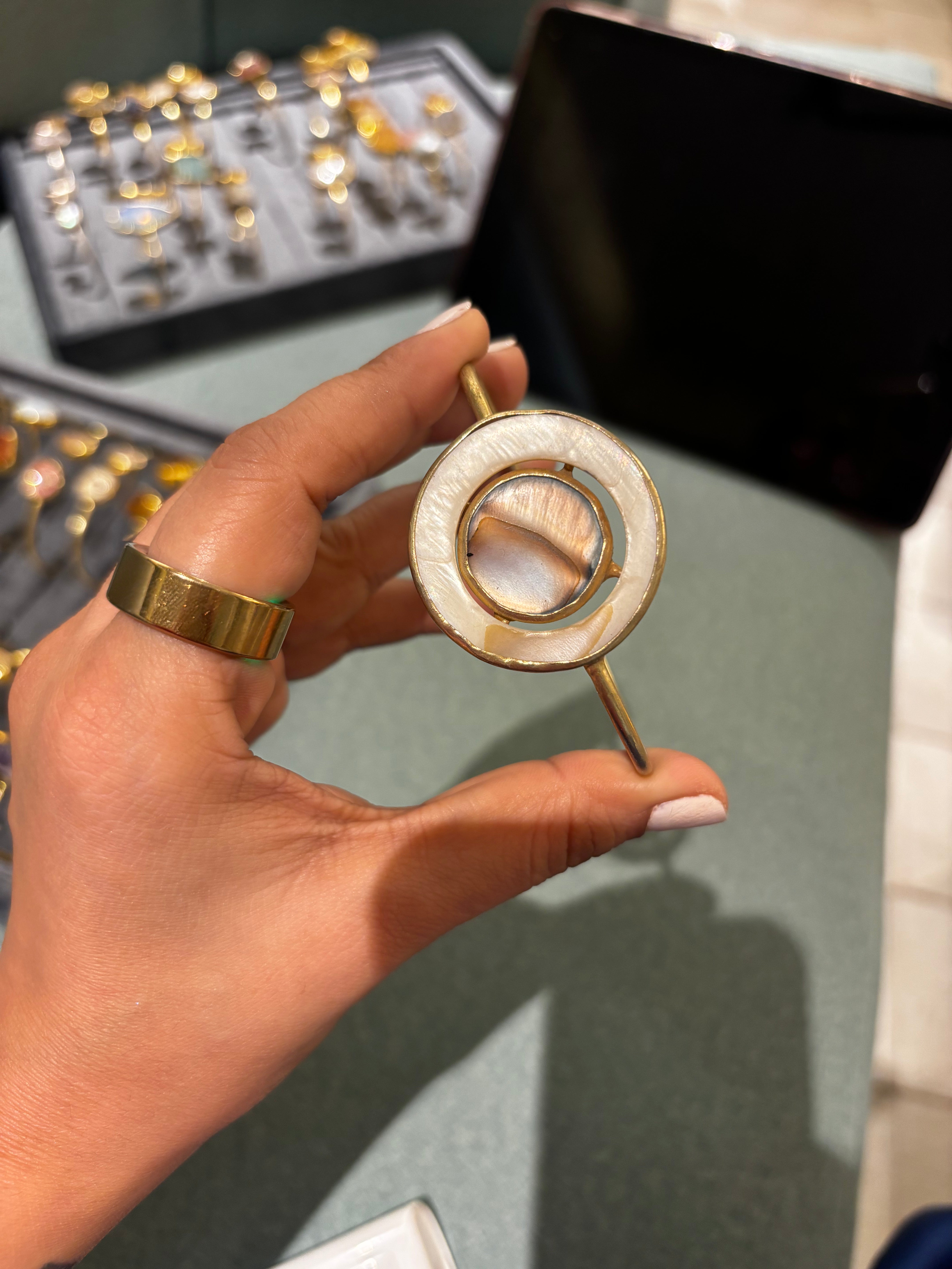 Luna Mother of Pearl Adjustable Cuff Bracelet