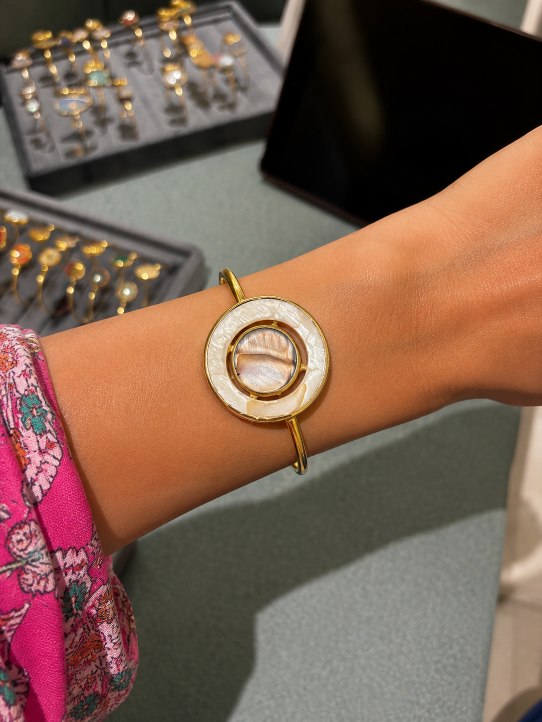 Luna Mother of Pearl Adjustable Cuff Bracelet
