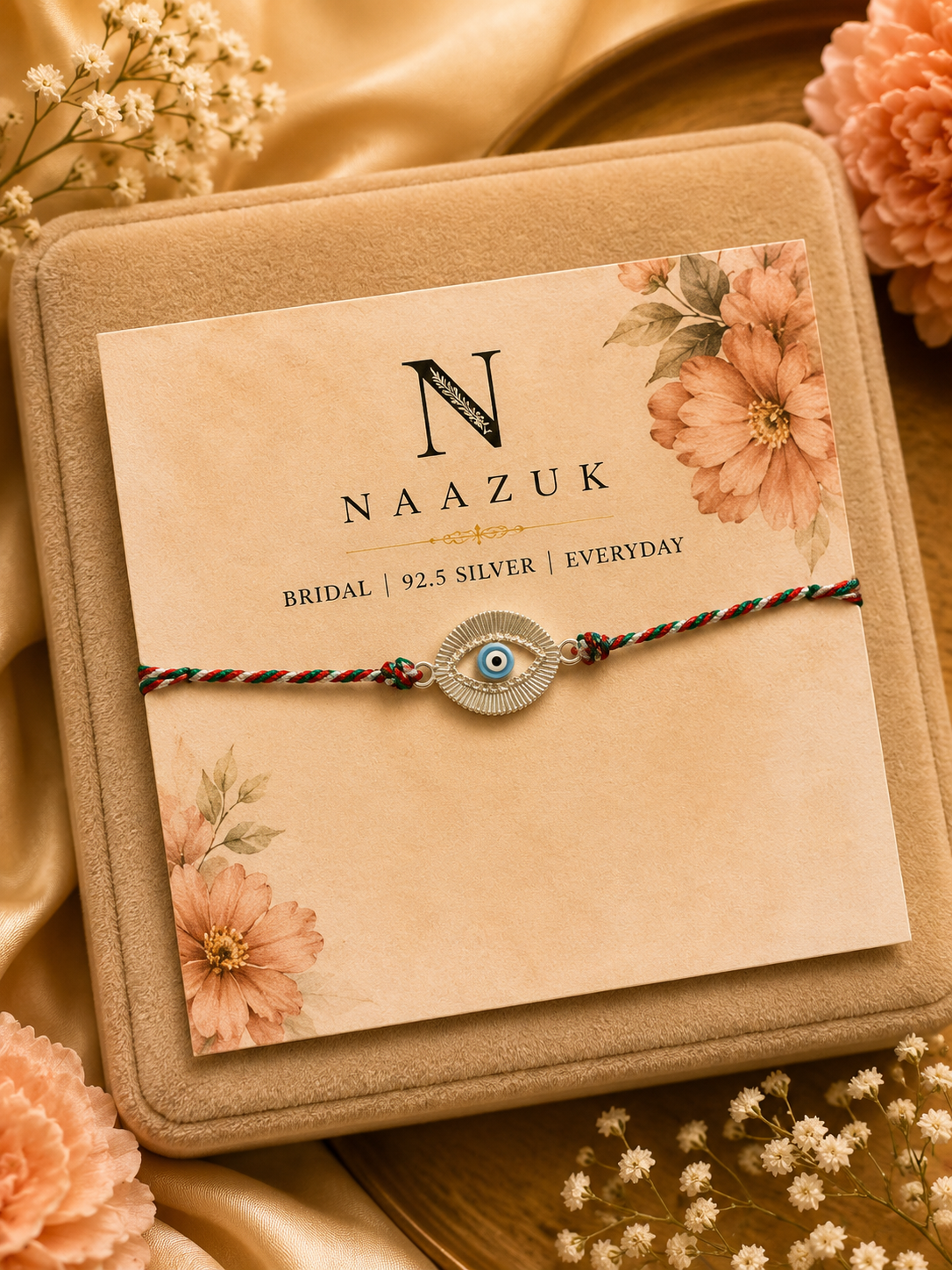 925 Sterling Silver Evil Eye Rakhi | Protective Raksha Bandhan Rakhi for Brother